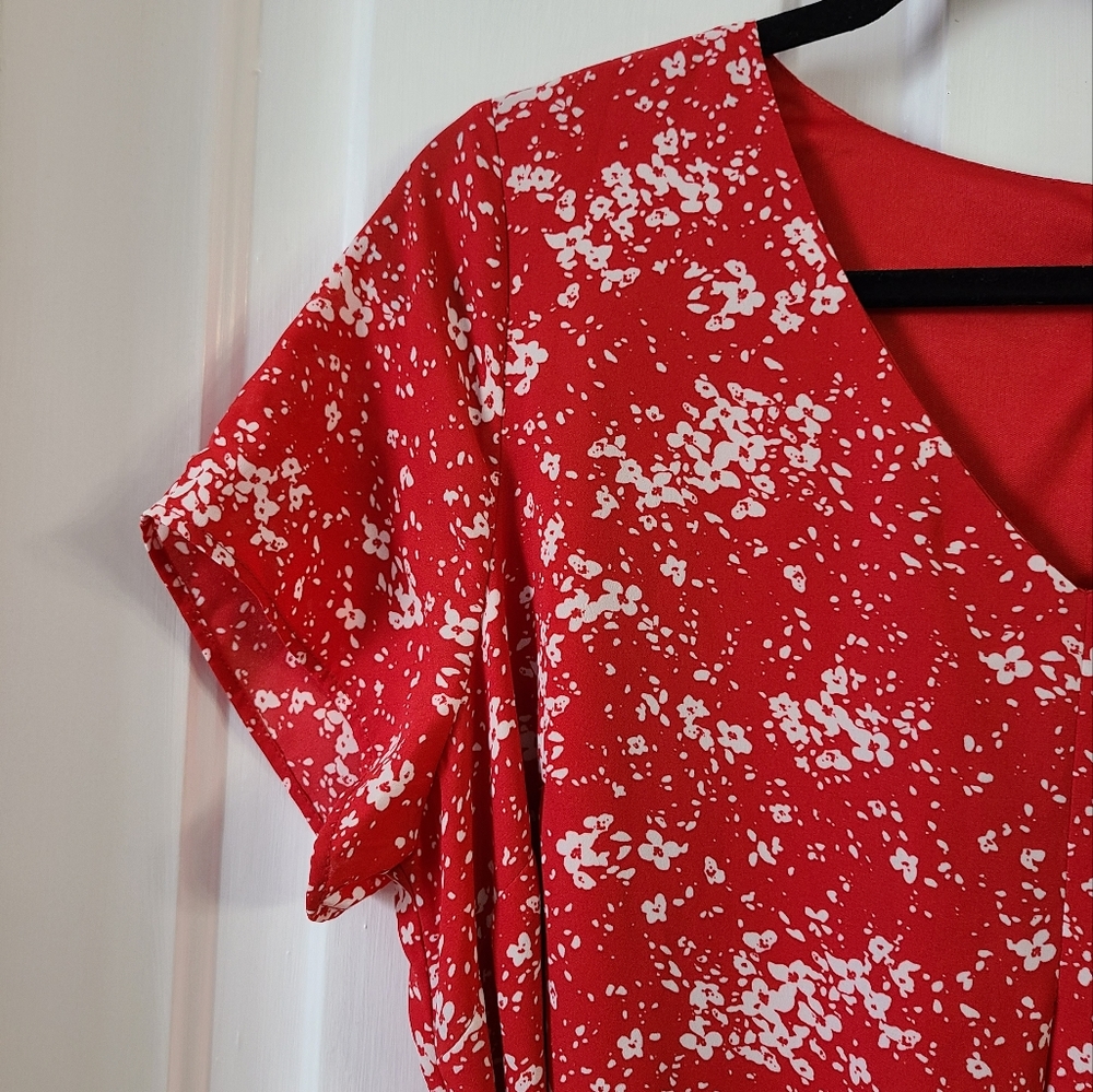 Thyme Red Floral Tie Waist Maternity Dress XL - Picture 2 of 8